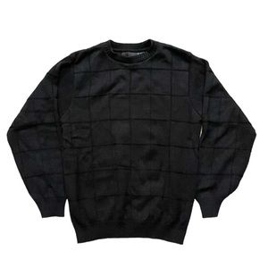 Bill Blass Black Checkered Grandpa Sweater Medium